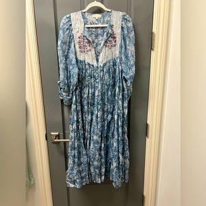 Daughters of India Blue Floral Midi Dress